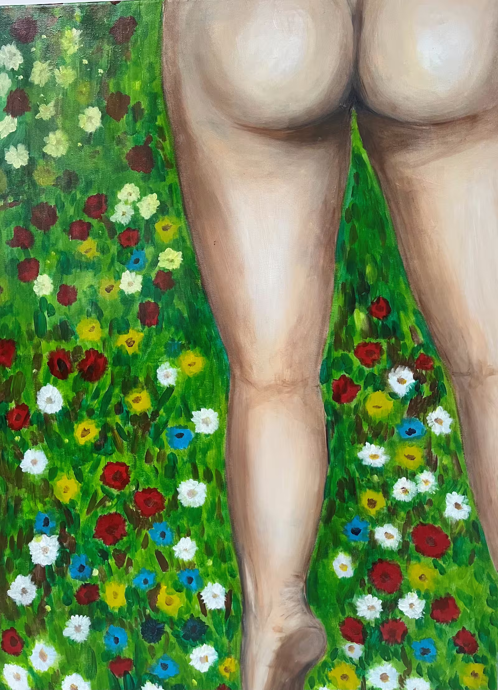 Billen in het gras - Acryl op canvas Billen in het gras - Acryl op canvas